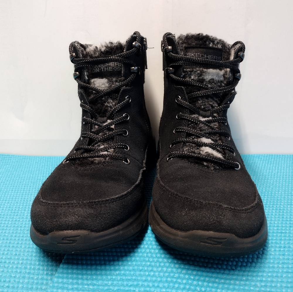 Skechers Black and White Plaid Ankle Booties - Picture 12 of 14